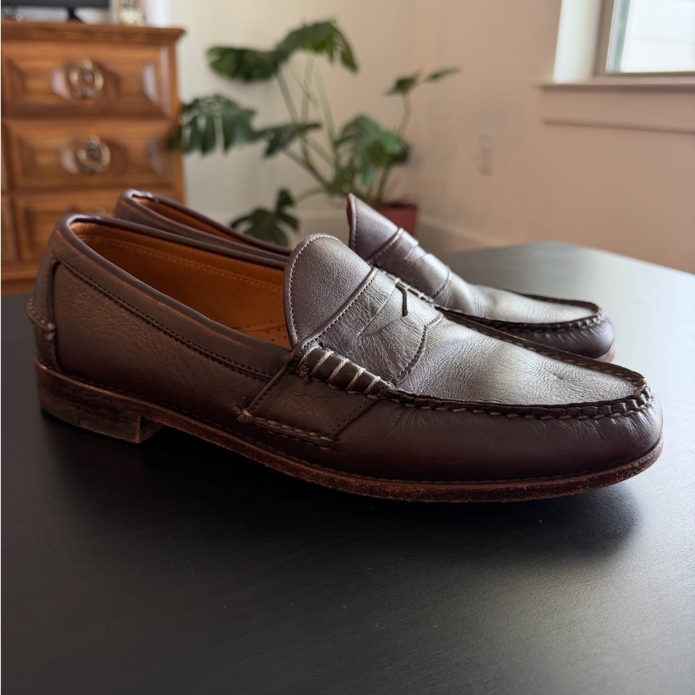 Ralph Lauren Made in USA Brown Calfskin Penny Loafers - Picture 3 of 8